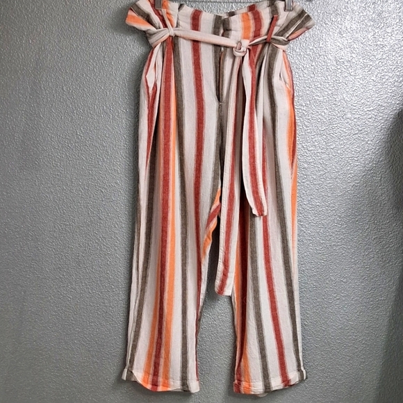 Dear Grace With Love Striped Paper Bag Cropped Pants  Size XL - Picture 1 of 10